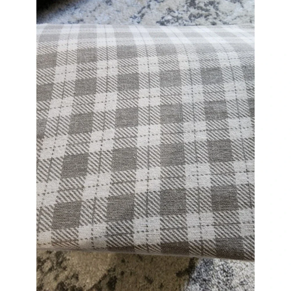 Cuddl Duds Heavyweight Flannel QUEEN Brushed Cotton Sheet Set Neutral Buff Check